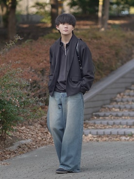 「アイテム（セットアップ）」を使った、れおさん（メンズ・160cm）の冬コーディネート