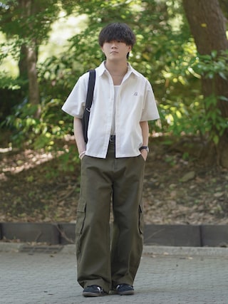 「CIAOPANIC TYPY(チャオパニックティピー)の【UNISEX】ポーチ付き中綿ハンドBAG(ショルダーバッグ)」を使った、れおさん(メンズ・160cm)の夏コーディネート