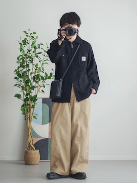 「アイテム（カーゴパンツ）」を使った、れおさん（メンズ・160cm）の冬コーディネート