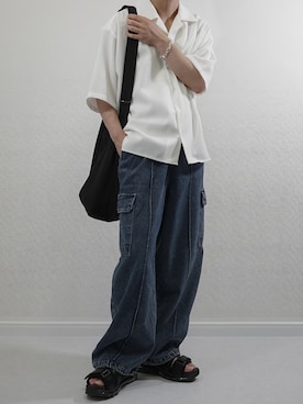 「HARE（ハレ）のアイテム（サンダル）」を使った、れおさん（メンズ・160cm）の夏コーディネート