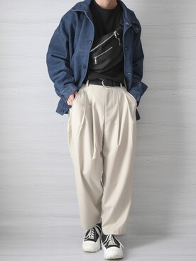 「ADAMASTE（アダマスト）のアイテム（パンツ）」を使った、れおさん（メンズ・161cm）の秋コーディネート