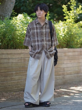 「アイテム（チノパンツ）」を使った、れおさん（メンズ・160cm）の夏コーディネート