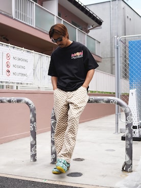 「MANASTASH（マナスタッシュ）のアイテム（Tシャツ/カットソー）」を使った、manastash_TERAさん（メンズ・176cm）の夏コーディネート