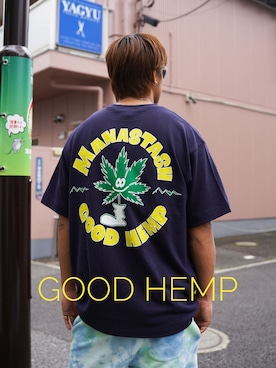 「MANASTASH（マナスタッシュ）のアイテム（Tシャツ/カットソー）」を使った、manastash_TERAさん（メンズ・176cm）の夏コーディネート