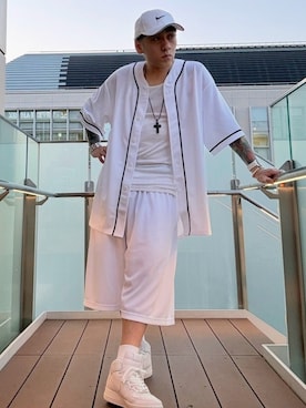 「NIKE（ナイキ）のアイテム（キャップ、ホワイト系）」を使った、龍一 (The Loveless)®︎さん（メンズ・168cm）の春コーディネート