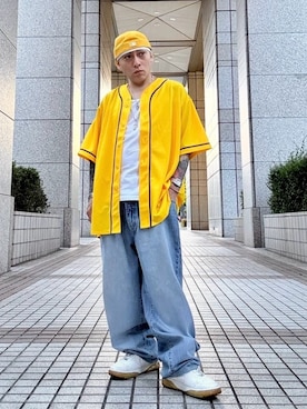 「Ls (Loveless)のアイテム（シャツ/ブラウス、イエロー系）」を使った、龍一 (The Loveless)®︎さん（メンズ・168cm）の春コーディネート