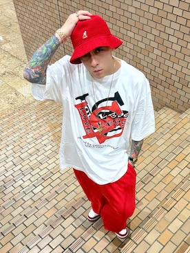 「KANGOL（カンゴール）のアイテム」を使った、龍一 (The Loveless)®︎さん（メンズ・168cm）の夏コーディネート