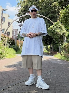 「アイテム（財布/小物、ホワイト系）」を使った、龍一 (The Loveless)®︎さん（メンズ・168cm）の夏コーディネート