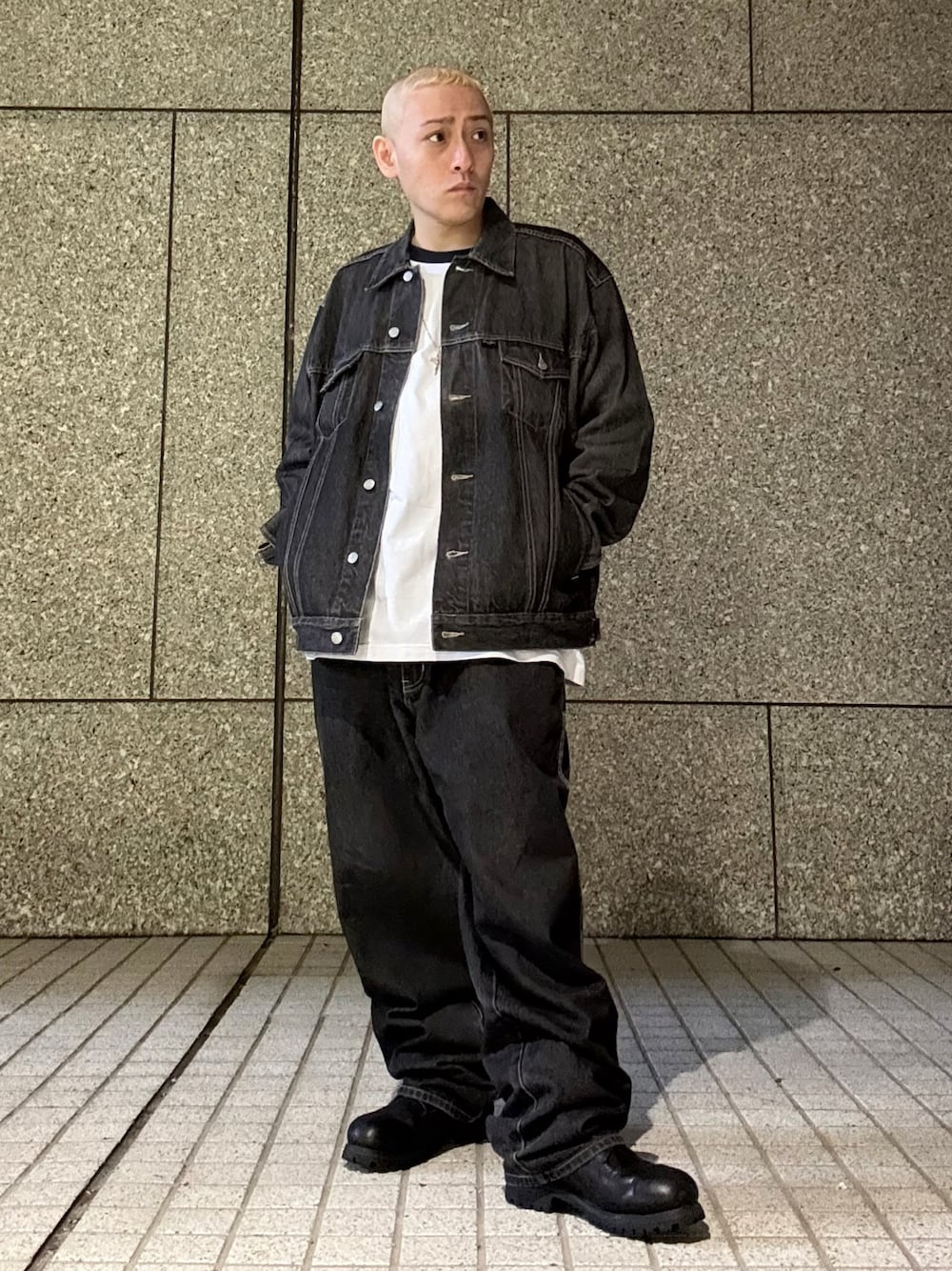 90s SeanJohn 濃淡 セットアップ デニムジャケット バギーパンツ seanjohn ブラックデニム セットアップ（SEANJOHNのデニム
