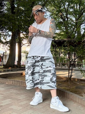 「ハーフパンツ」｜「アイテム（その他）」を使った、龍一 (The Loveless)®︎さん（メンズ・168cm）の夏コーディネート