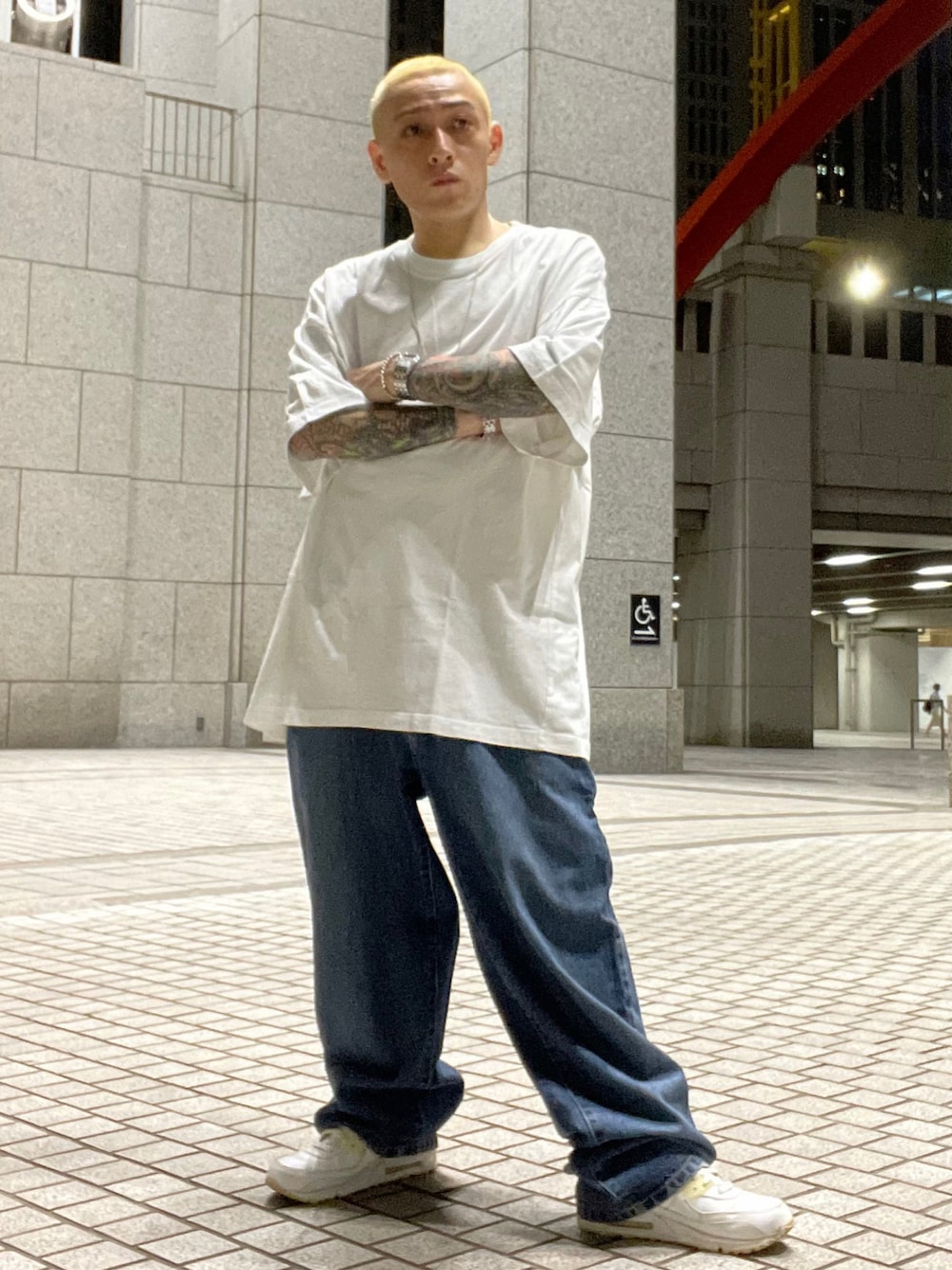 デッドストック！EMINEM エミネム 超極太 デニム バギーパンツ 光沢