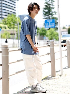 「PBLIM（ページボーイリム）のアイテム（Tシャツ/カットソー）」を使った、冨田 幸大さん（メンズ・171cm）の春コーディネート