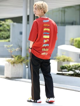 「Onitsuka Tiger（オニツカタイガー）のアイテム（サンダル）」を使った、冨田 幸大さん（メンズ・171cm）の夏コーディネート