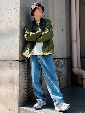「RAGEBLUE（レイジブルー）のアイテム（ミリタリージャケット）」を使った、冨田 幸大さん（メンズ・171cm）の春コーディネート