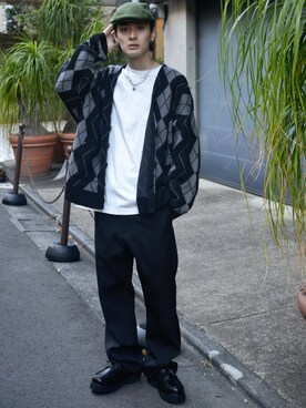 「SPINNS（スピンズ）のアイテム（ハンチング/ベレー帽）」を使った、冨田 幸大さん（メンズ・171cm）の冬コーディネート