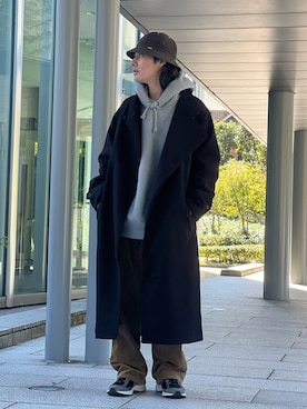 「CREARE -LINO-（クレアーレリノ）のアイテム（チェスターコート）」を使った、冨田 幸大さん（メンズ・171cm）の秋コーディネート