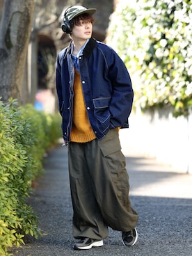 「RAGEBLUE（レイジブルー）のアイテム（ミリタリージャケット）」を使った、冨田 幸大さん（メンズ・171cm）の春コーディネート