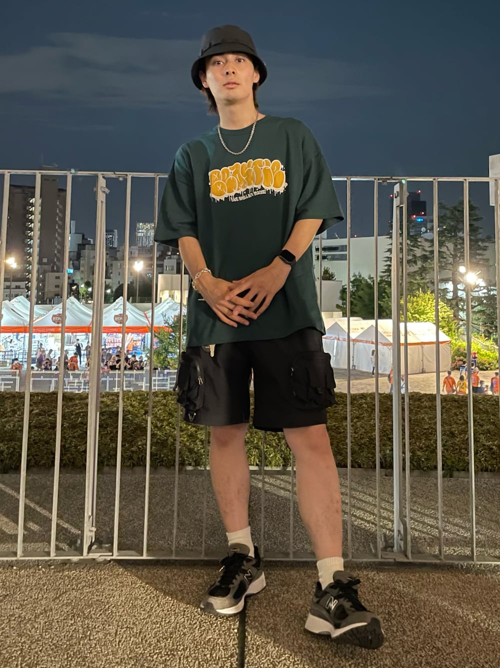 「WTAPSのアイテム（帽子、ブラック系）」を使った、冨田 幸大さん（メンズ・171cm）の夏コーディネートの1枚目の写真