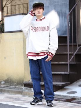 「Levi's（リーバイス）のLevi's(R) RED ルーズテーパートラウザー PINE GULCH CREEK（デニムパンツ）」を使った、冨田 幸大さん（メンズ・171cm）の冬コーディネート