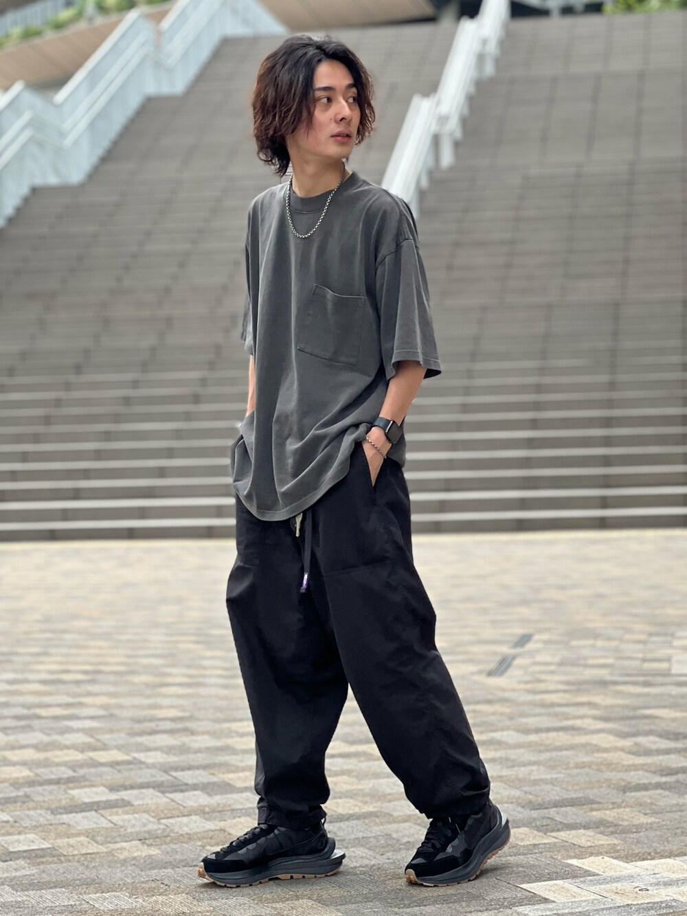 エアリズムコットンオーバーサイズTシャツ/5分袖、パラシュート