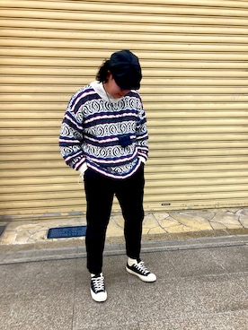 「新年一発目」｜「アイテム（ハンチング/ベレー帽）」を使った、193さん（メンズ・175cm）の冬コーディネート