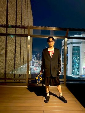 「アイテム（クラッチバッグ）」を使った、morrowさん（メンズ・178cm）の秋コーディネート