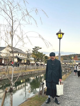 「アイテム（ノーカラージャケット）」を使った、morrowさん（メンズ・178cm）の冬コーディネート