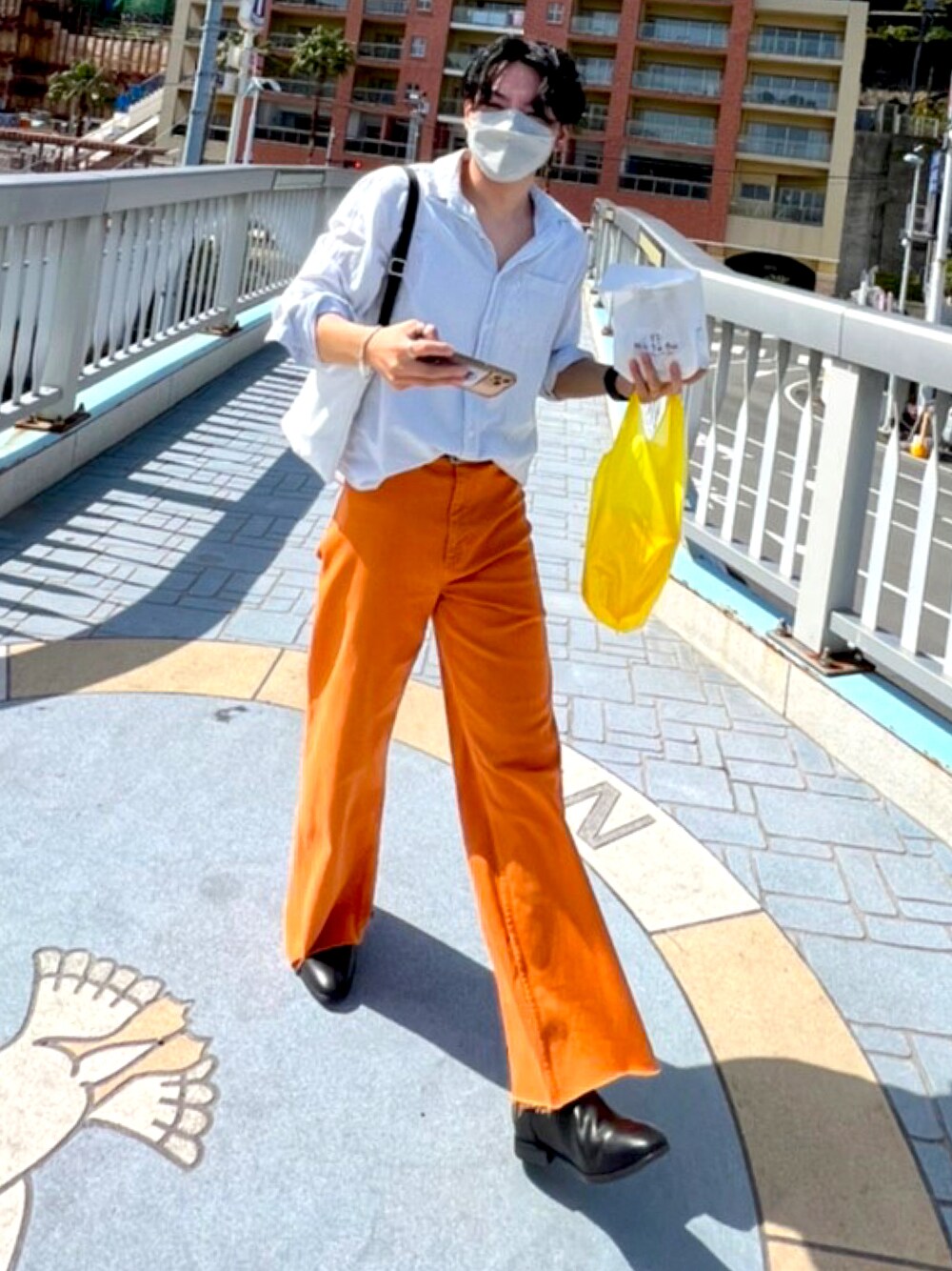 ワスク WASK 配色カラーボタンポリエステルチノストレッチパンツ