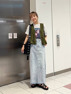 「アイテム（ボディバッグ/ウエストポーチ）」を使った、aoさん（レディース・158cm・20代）の夏コーディネート