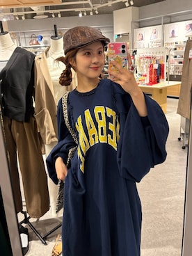 「LOWRYS FARM（ローリーズファーム）のアイテム（ハンチング/ベレー帽）」を使った、aoさん（レディース・158cm）の秋コーディネート