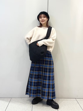 「キルトスカート」｜aoさん（レディース・158cm）の秋コーディネート