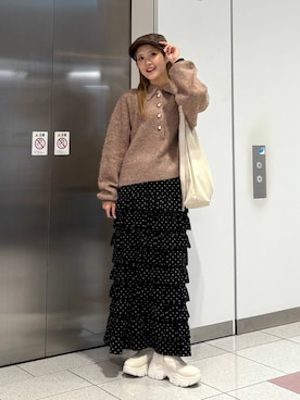 「アイテム（帽子）」を使った、aoさん（レディース・158cm）の冬コーディネート