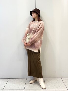 「グラデーションニット」｜「アイテム（帽子）」を使った、aoさん（レディース・158cm）の秋コーディネート
