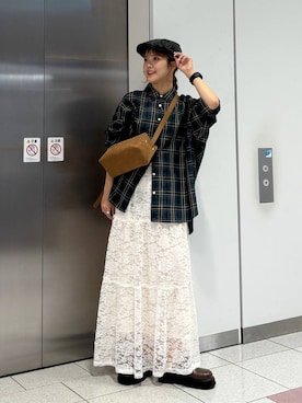 「アイテム（ハンチング/ベレー帽）」を使った、aoさん（レディース・158cm）の秋コーディネート