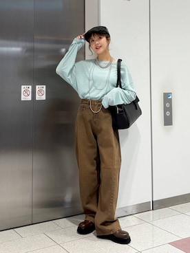 「アイテム（ハンチング/ベレー帽）」を使った、aoさん（レディース・158cm）の秋コーディネート