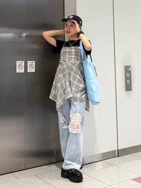 「NEW ERA（ニューエラ）の【NEW ERA/ニューエラ】9TWENTY/ウォッシュドキャップ（キャップ、ブルー系）」を使った、aoさん（レディース・158cm）の春コーディネート