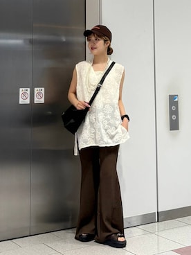 「LOWRYS FARM（ローリーズファーム）のパールタレンネックレス　249411（ネックレス）」を使った、aoさん（レディース・158cm・20代）の夏コーディネート