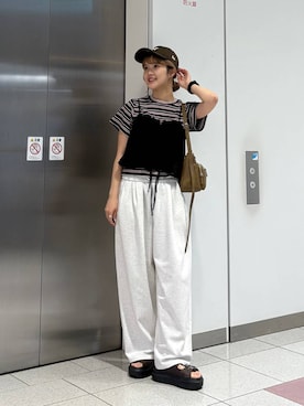 「アイテム（キャップ）」を使った、aoさん（レディース・158cm）の夏コーディネート
