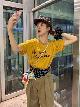 「LOWRYS FARM（ローリーズファーム）のカツラギタックワイドパンツ　571427（その他パンツ）」を使った、aoさん（レディース・158cm・20代）の夏コーディネート