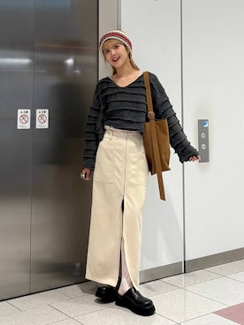 「LOWRYS FARM（ローリーズファーム）のアイテム（ニット/セーター）」を使った、aoさん（レディース・158cm）の秋コーディネート