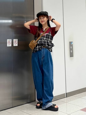 「アイテム（ハンチング/ベレー帽）」を使った、aoさん（レディース・158cm・20代）の夏コーディネート