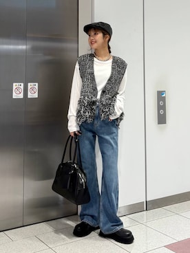 「アイテム（ハンチング/ベレー帽）」を使った、aoさん（レディース・158cm）の秋コーディネート