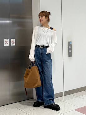 「アイテム（タンクトップ）」を使った、aoさん（レディース・158cm）の秋コーディネート