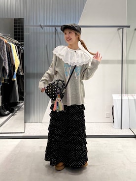 「アイテム（ハンチング/ベレー帽）」を使った、aoさん（レディース・158cm）の秋コーディネート