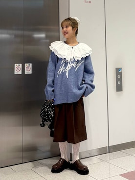 「アイテム（付け襟）」を使った、aoさん（レディース・158cm）の秋コーディネート