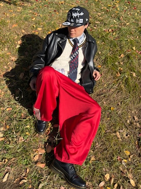 「アイテム（ネクタイ）」を使った、まっちゃんさん（メンズ・183cm）の秋コーディネート