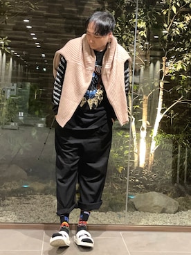 「アイテム（イヤーカフ）」を使った、まっちゃんさん（メンズ・183cm）の春コーディネート