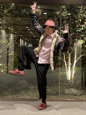 「glamb（グラム）のアイテム（その他アウター）」を使った、まっちゃんさん（メンズ・183cm）の春コーディネート