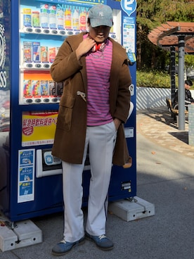 「アイテム（ダッフルコート）」を使った、まっちゃんさん（メンズ・183cm）の冬コーディネート