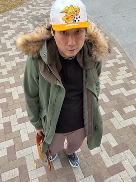 「アイテム（帽子）」を使った、まっちゃんさん（メンズ・183cm）の秋コーディネート